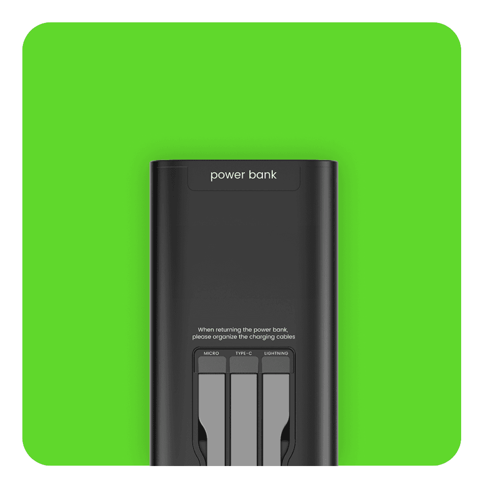 Alle Ladekabel in der Tappie Powerbank für die Gastronomie